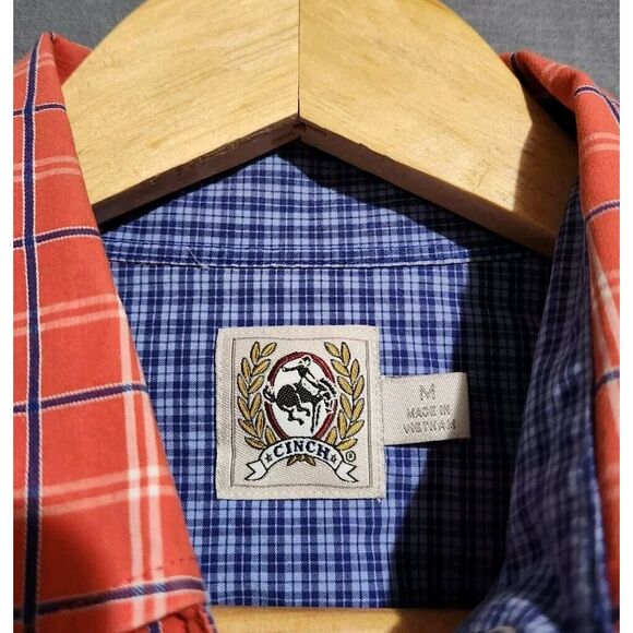 Cinch Shirt Mens M Pearl Snap Western Rodeo Check Long Sleeve Cowboy Roping - Picture 5 of 5